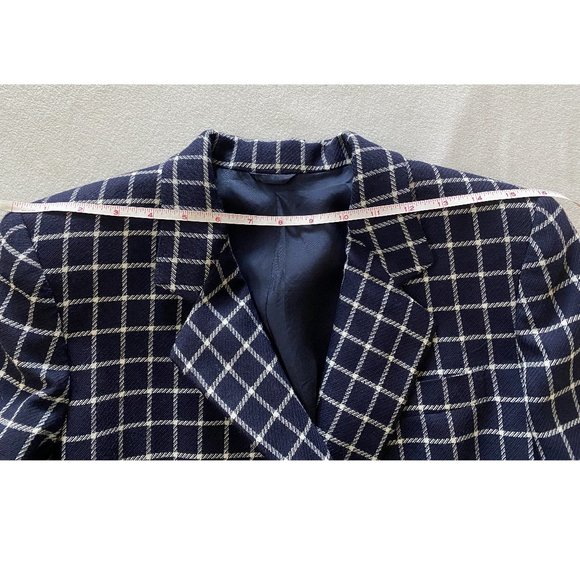 Burberry Blue & White Wool Plaid Blazer - Picture 7 of 9